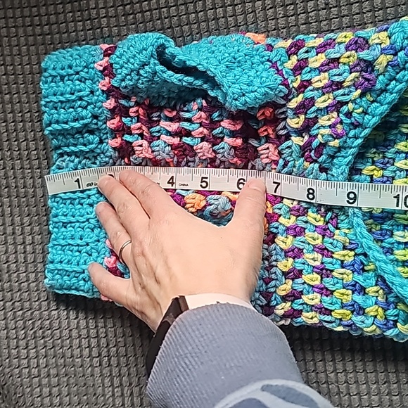 HANDMADE Homemade Small Dog Coat Sweater Crochet Moss Stitch Teal new - Picture 4 of 9